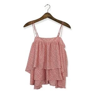 Prose And Poetry Orange Pattern Ruffled Camisole Cropped Top